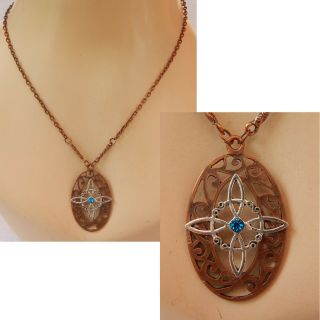 Knot Necklace Copper Pendant Celtic Jewelry Handmade Chain Women Fashion Silver