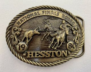 1980 Hesston Nfr National Finals Rodeo Western Belt Buckle Cowboy