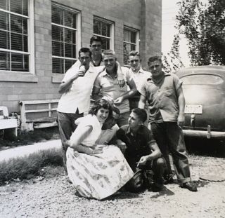 Vintage 1950’s A Pretty Girl & 6 Boys Teen Spirit High School Photo
