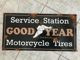 Old Style - Porcelain Look Goodyear Motorcycle Tires Service Station Dealer Sign