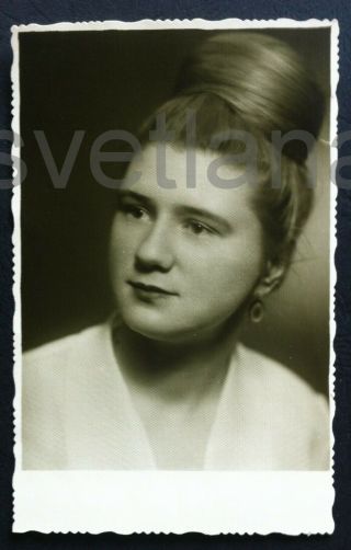 1963 Cute Girl Young Woman Long Hair Hairdress Soviet Fashion Ussr Vintage Photo