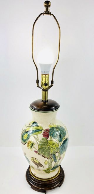 Frederick Cooper Porcelain Asian Vase Jar Table Lamp Floral