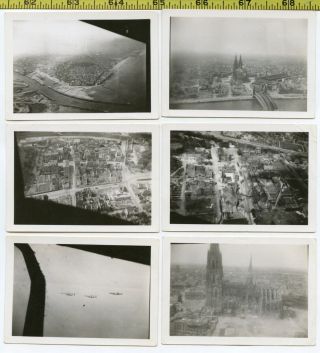 (6) Vintage Wwii Photos / Allied Aerials Of Germany - Frankfurt Cologne Salzburg