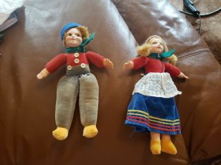 Vintage Norah Wellings Dutch Boy And Girl Doll Made In England With Label