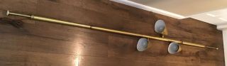 Vtg Mid Century Modern Brass & 3 Cone Lights Tension Pole Floor Lamp