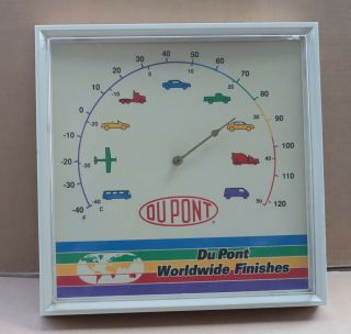 Vintage Dupont Auto Paint Thermometer Sign Body Shop Car Truck Plane