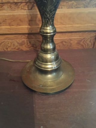 Vintage Mid Century Modern Hollywood Regency Etched Brass Table Lamp 3