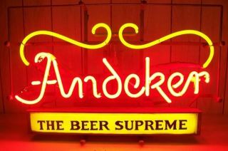 Rare Rare - Vintage Andecker Beer Neon Sign 21 " X 14 "