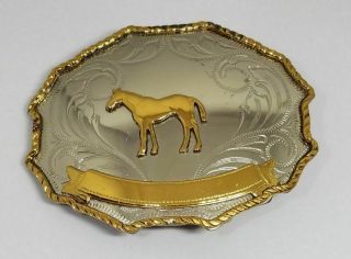 Vintage Never Worn Cowboy - Rodeo Horse German Silver Belt Buckle
