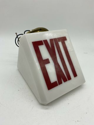 Vintage Union Made White Glass Exit Sign Globe/shade Triangle Red Art Deco