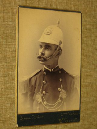 Cabinet Photo Us Army Named Band Musician Soldier Spiked Helmet 1890 