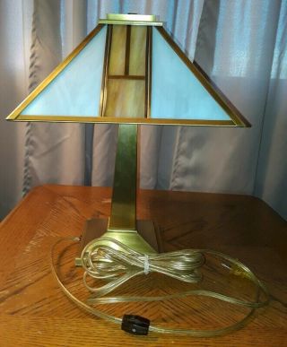 Fredrick Ramond Vintage Mission Or Art Deco Style Lamp - Slag Glass 1993