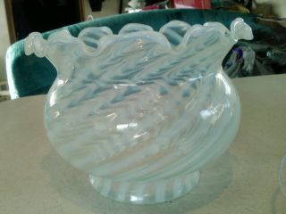 Victorian Vaseline Opalescent Swirl 3 7/8 Inch Opening Pinched Rim Lamp Shade