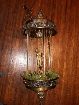Vintage Oil Rain Lamp Nude Greek Goddess Hanging Swag 36 " X 14 " -