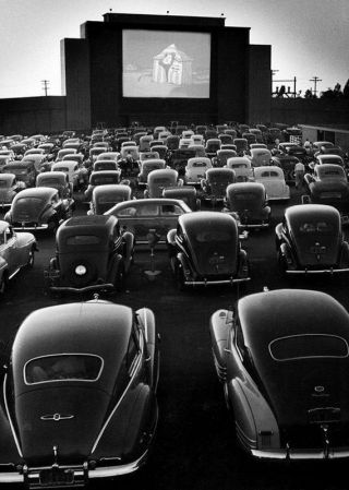1948 Vintage Drive - In Movie Theater Photo San Francisco California Cars Screen