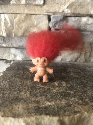 Vintage 1 1/2” Tall She 1964 Pencil Topper Red Fur Hair Pink Eyes