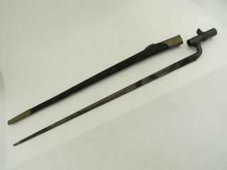British Pattern 1895 Martini Enfield Socket Bayonet W/ Leather Scabbard 25 " Long