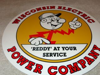 Vintage Reddy Kilowatt Wisconsin Electric,  Power 11 3/4 " Metal Gasoline Oil Sign