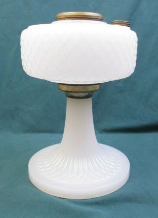 Aladdin 1937 Model B White Moonstone Diamond Quilt Table Oil Lamp Base (bb310)