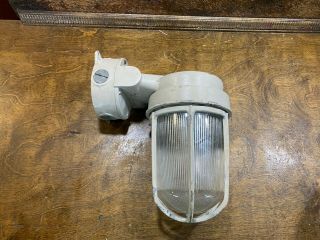 Vintage Crouse Hinds Industrial Nautical Explosion Proof Light Fixture W Cage
