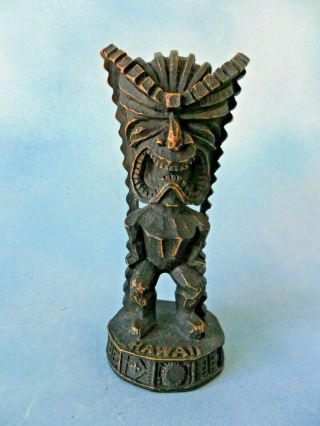 Kc Hawaii Wooden God Of Money Tiki Figurine Hawaiian Statue Wood 7 "