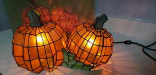 Tiffany Style Stained Glass Pumpkin Lamp Light