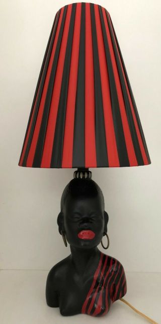 Retro / Vintage Barsony Era / Style Black Lady Lamp By Reoni - Vg