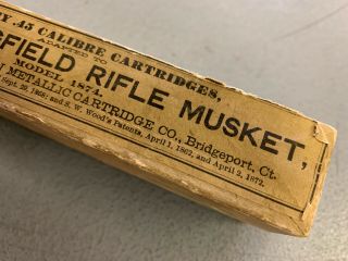 Vintage U.  S.  Springfield Rifle Musket Model 1874 Ammo Cartridge 2pc Box 45 cal 2