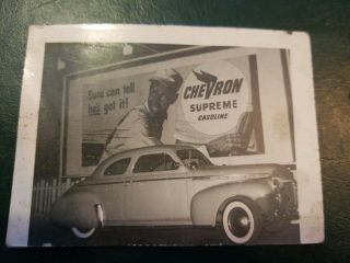 Car Vintage Photo Snapshot 3.  5x2.  5 Black & White Chevron Gas Billboard Cool