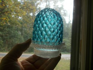 S.  Clarkes Patent Fairy Light Blue Diamond Quilted Glass Shade 1880s Candle Lamp
