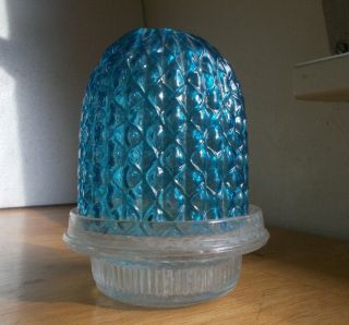 S.  CLARKES PATENT FAIRY LIGHT BLUE DIAMOND QUILTED GLASS SHADE 1880s CANDLE LAMP 3