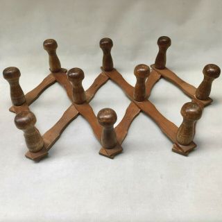 Vintage French Wall Mounted Extendable Wooden Hat Rack Retro Style Coat Storage
