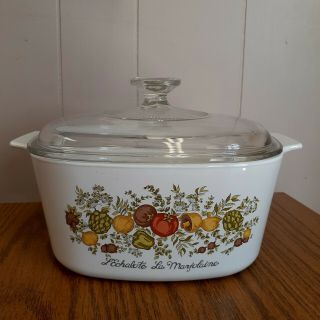 Vintage Corning Ware " Spice Of Life " Casserole (a - 3 - B) 3 Qt W/pyrex Lid