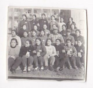 Cute Red Guards Girls Group Mao Badge Armband Photo China Cultural Revolution