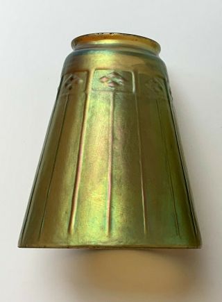 Aureen Iridescent Gold Green Blue Art Glass Lamp Shade Mission Arts & Crafts 2