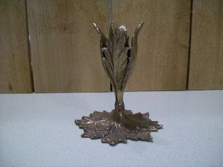 Vintage Ornate Brass Leaf Candlestick Candle Holder 4 3/4 " Tall 4 1/8 " Dia