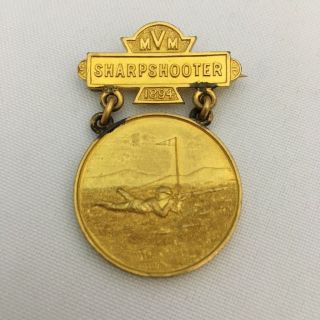 Gilt Bronze Sharpshooter Medal Massachusetts Volunteer Militia Circa 1894