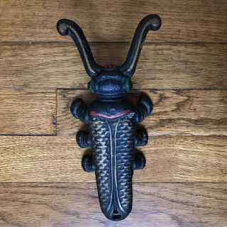 Vintage J.  W.  Cast Iron Boot Jack Remover Beetle Statue Functional Art Old Rare