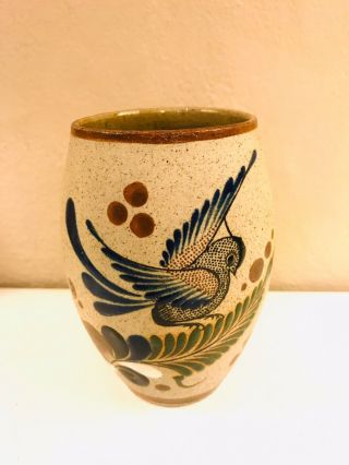 Authentic Mexican Artisans Hand Painted Pottery Ceramic Coffee Cup Mug Blue Bird