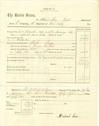 1866,  16th Infantry,  Group Of Four Discharge Documents,  Signed,  Atlanta Georgia