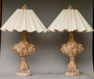Vintage Terracotta Richard Ray Los Angeles Custom Lamps,  Shades