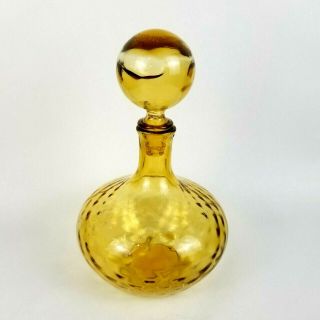 Vintage Hand Blown Amber Glass Wine Decanter With Stopper