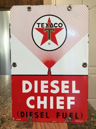 Texaco Diesel Chief Porcelain Gas Oil Pump Plate Sign Like Mobil Shell Sinclair