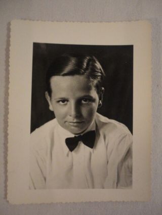 Vintage 1950s Photograph Of Dapper Young Boy With Bow Tie (4.  25 " X 5.  5 ")