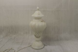 Hand Carved Alabaster Light.  Removable Lid On Urn Base That Contains Bulb.