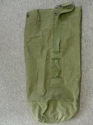 Vintage Vietnam Era Us Army Canvas Duffel Bag Od Green Military Issue 35 " Tall