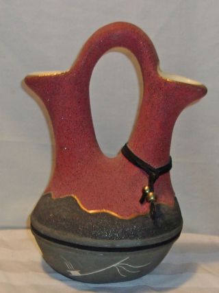 Native American Indian Pottery Wedding Vase - Signed Dakota Sun Cjm