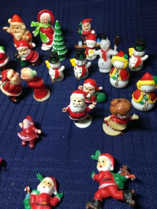 30 Vintage Mini Hard Plastic Christmas Figurines Santa And Mrs.  Claus,  Snowmen 3
