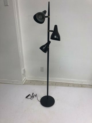 Vintage Black Floor Lamp Lightolier Mid Century Modern Light Thurston Metal 50s
