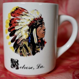 Native American Indian Chief Coffee Cup Mug Souvenir Of Melrose,  La